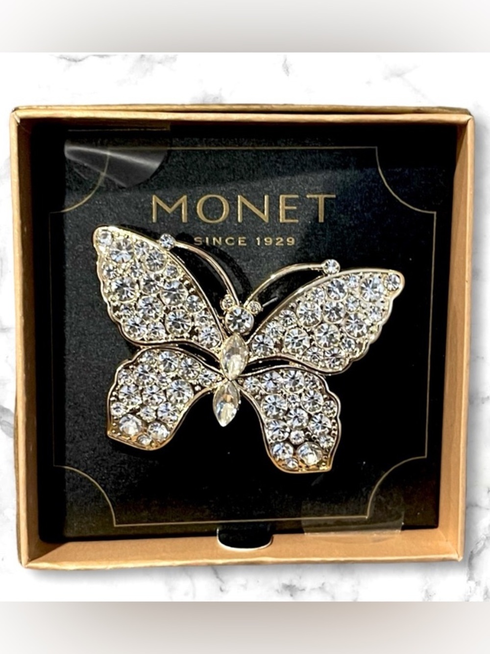 Monet Crystal Butterfly Brooch